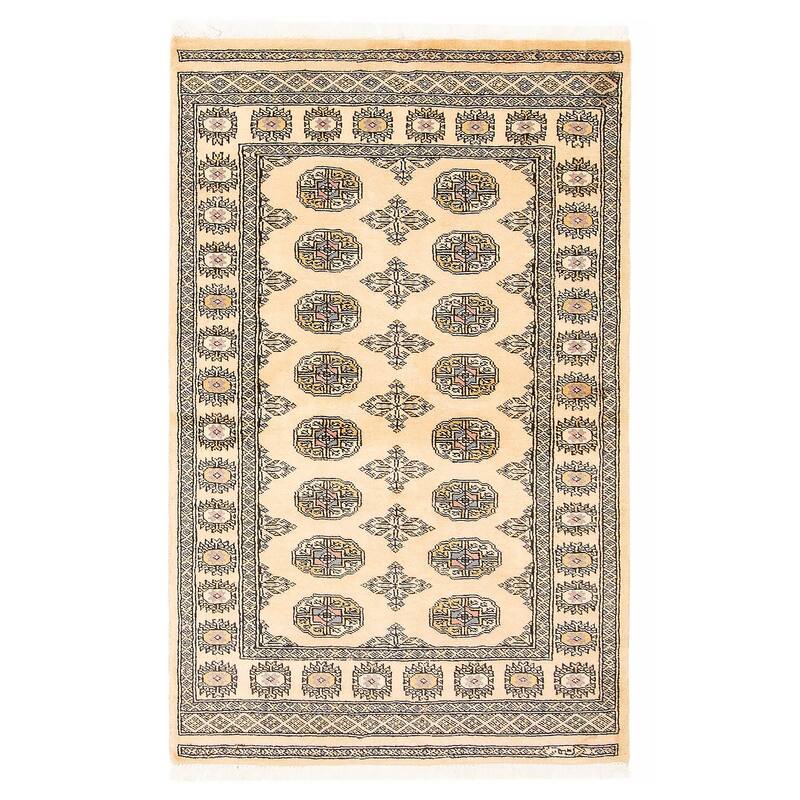 ECARPETGALLERY Hand-knotted Peshawar Bokhara Beige Wool Rug - 3'1 x 5'0 - 3'1 x 5'0 - Beige