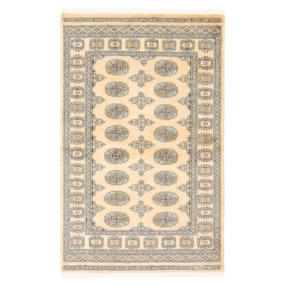 ECARPETGALLERY Hand-knotted Peshawar Bokhara Beige Wool Rug - 3'1 x 5'0