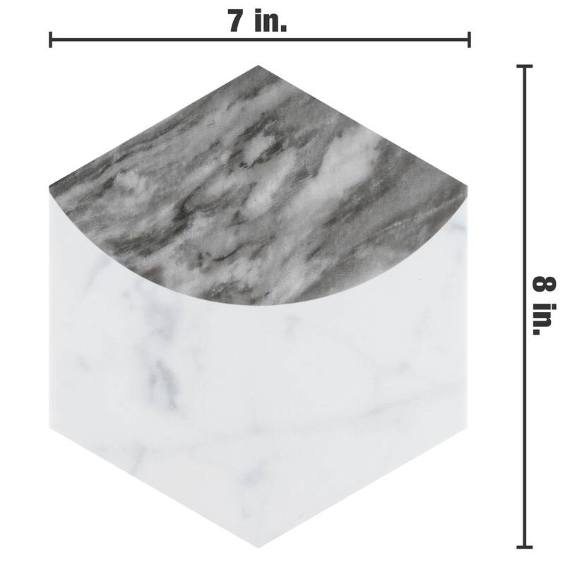 Merola Tile Classico Bardiglio Hex Moon Dark 7" x 8" Porcelain Floor and Wall Tile