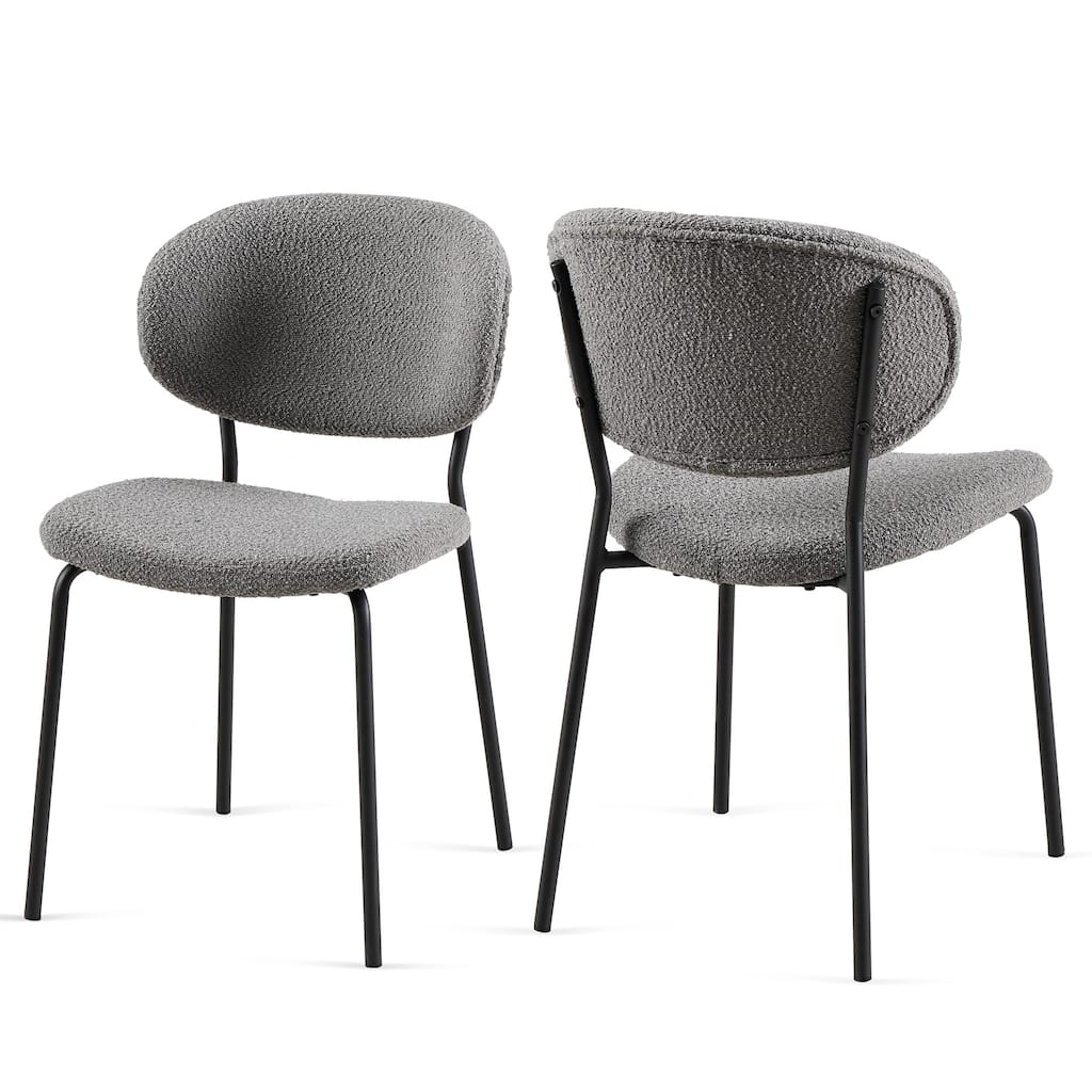 Boucle Fabric Dining Chairs Set of 2,Dining Chairs with Metal Legs for Dining Room, Kitchen, Living Room