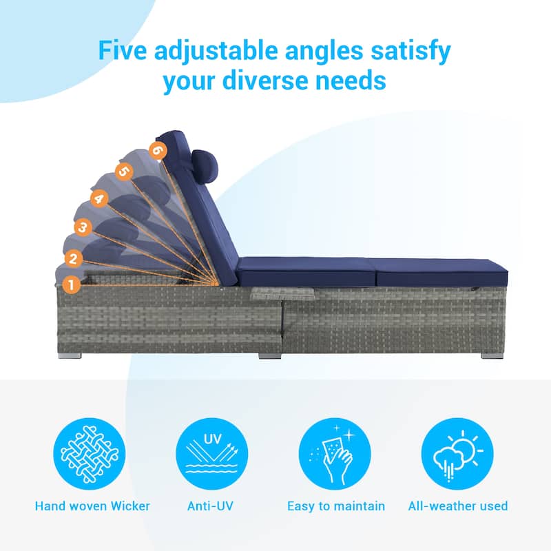 Outdoor sofa PE rattan furniture deck chair GRAY rattan