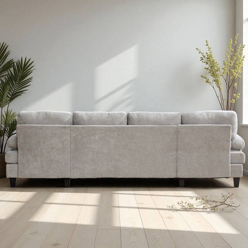 103.5" U-Shaped Sectional Sofa with Dual Chaise Lounges, Chenille Upholstery, Storage Pockets and Armrest Pillows