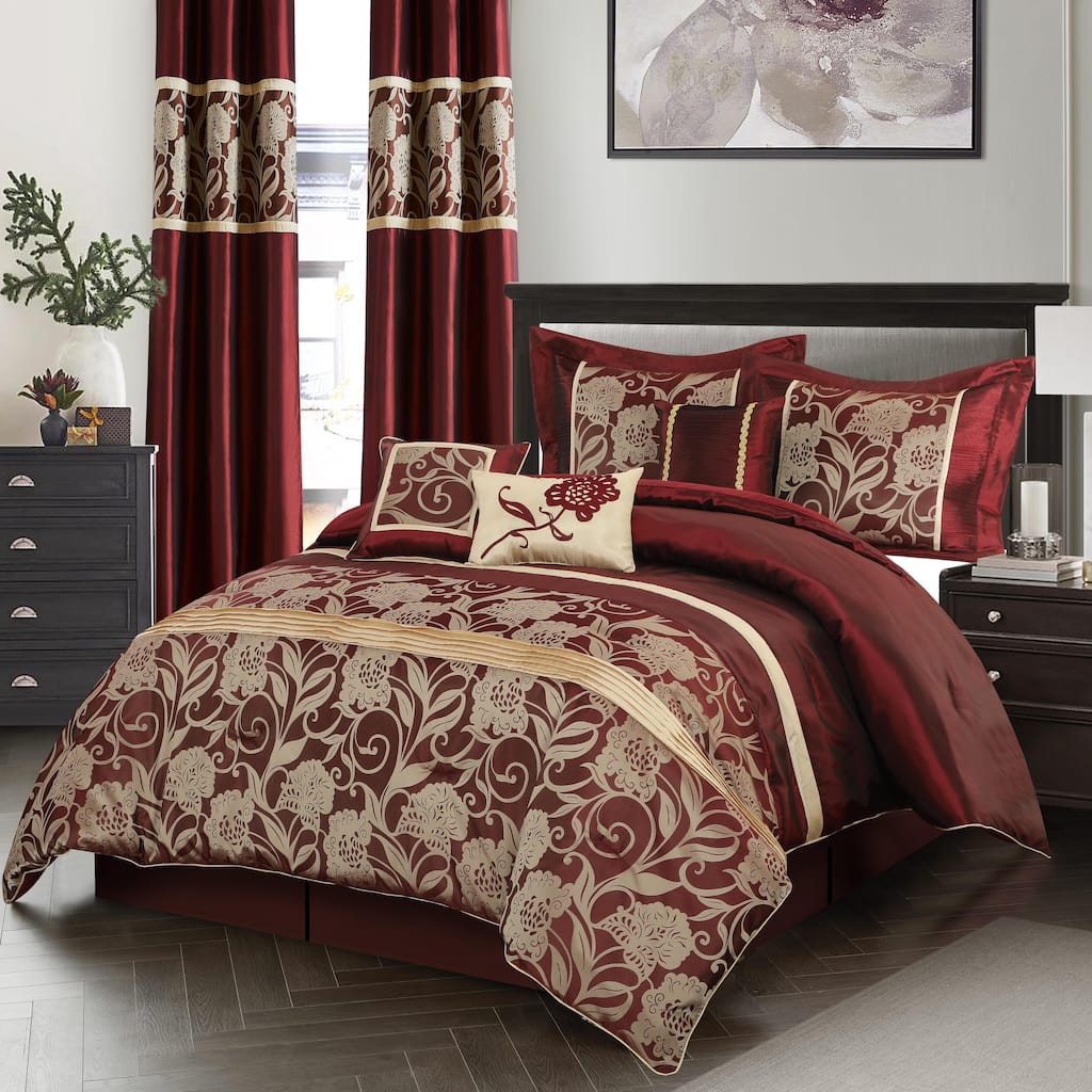 Nanshing Brie 9 Piece Floral Jacquard Comforter Set
