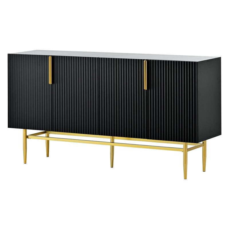 Modern Accent Cabinet with 4 Doors and Adjustable Shelves, Sideboard Buffet Storage Cabinet for Living Room, Entryway
