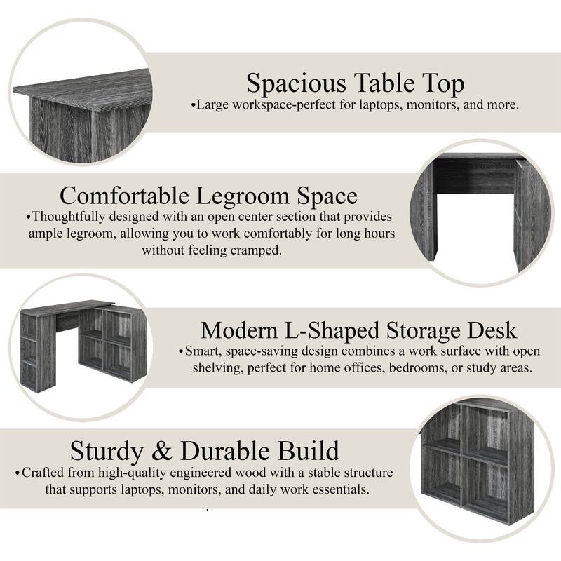 CraftPorch Elegance L-Shape Writing Desk with Cabinet