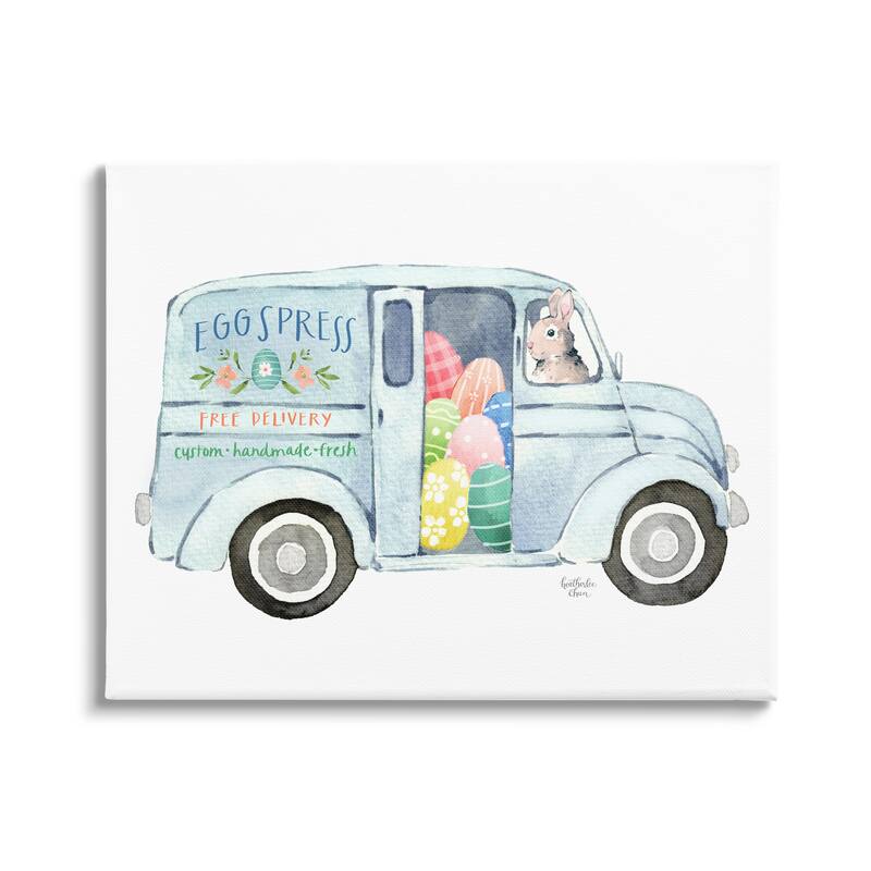 Stupell Patterned Easter Eggs Truck Holiday Bunny Painting Canvas Wall Art, Design by Heatherlee Chan
