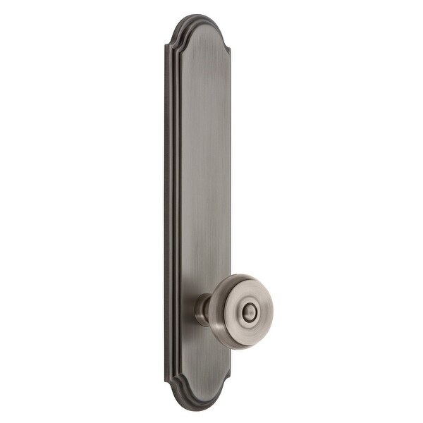 Grandeur ARCBOU_TP_PSG_234 Arc Solid Brass Tall Plate Rose Passage Door Knob Set with Bouton Knob and 2-3/4" Backset