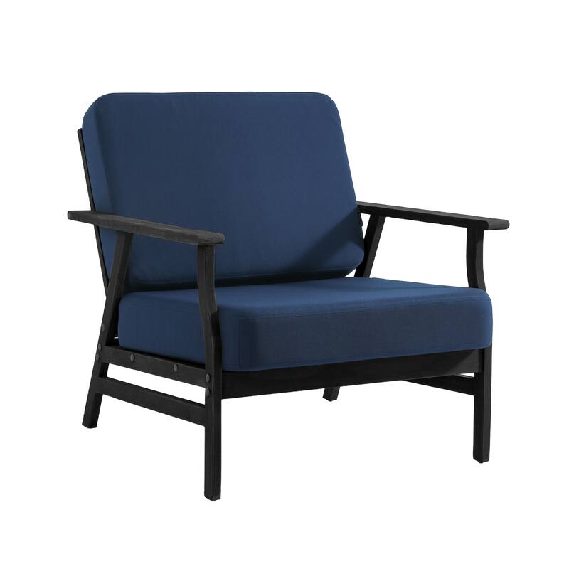 3 Piece Wood Patio Armchair Outdoor Bistro Set with Side Table