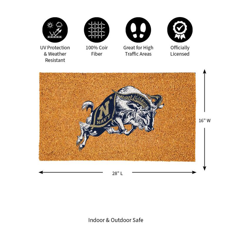 Coir Door Mat, 16"x 28", US Naval Academy - 28" x 16"