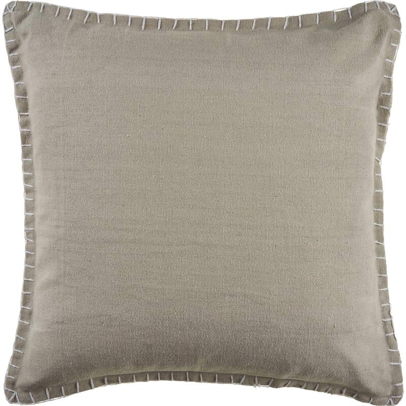 Handwoven Solid Square Throw Pillow Cover with Flanged Border - 24" - Taupe Brown