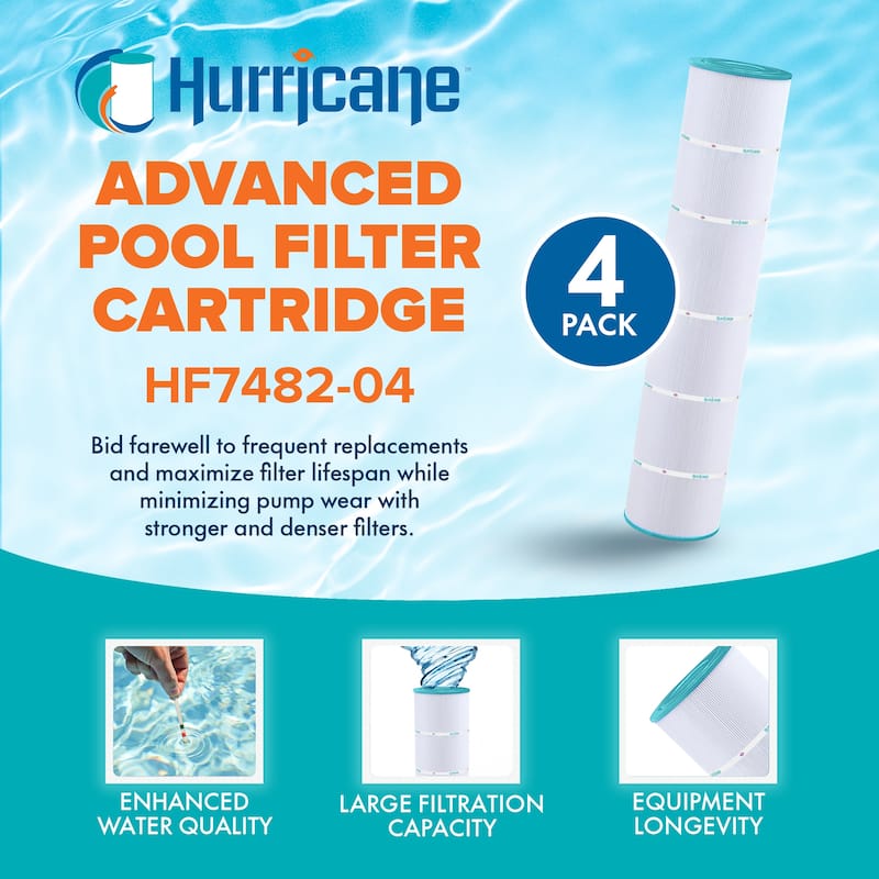 Hurricane 4 Pack HF7482-04 Advanced Pool and Spa Filter Cartridge Replacement - 22