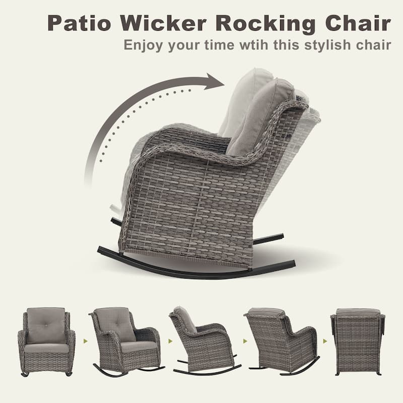 Gymojoy Patio Rocking Chair with Comfortable Cushions