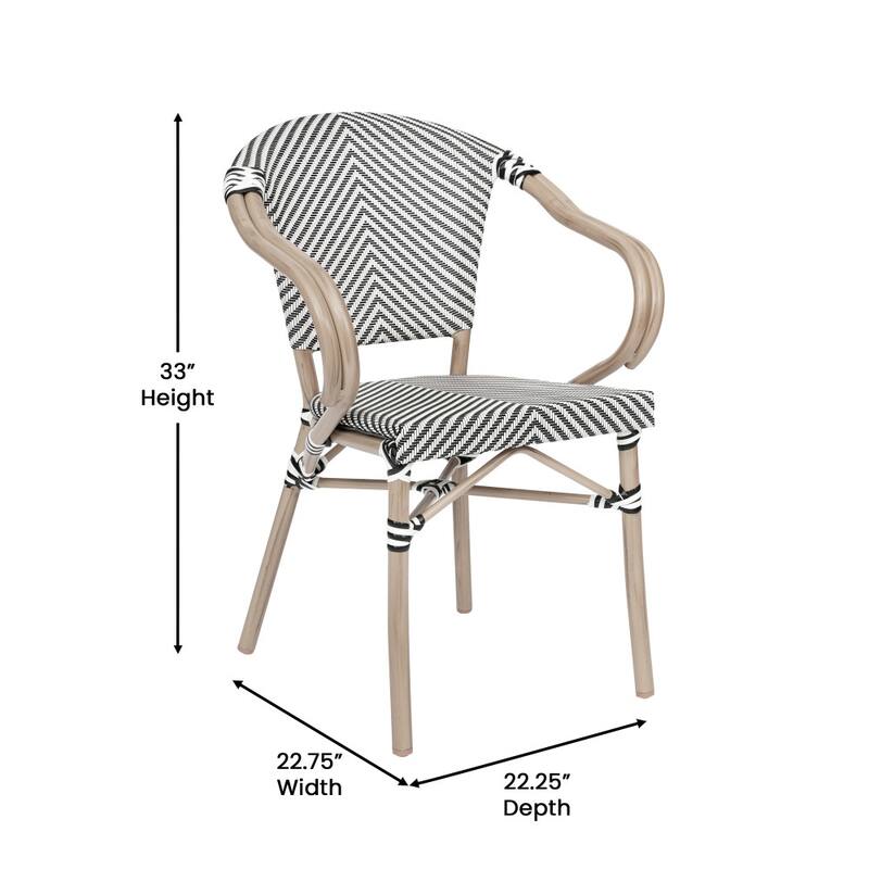 4 Pack All-Weather Commercial Paris Chairs with Arms and Metal Frame