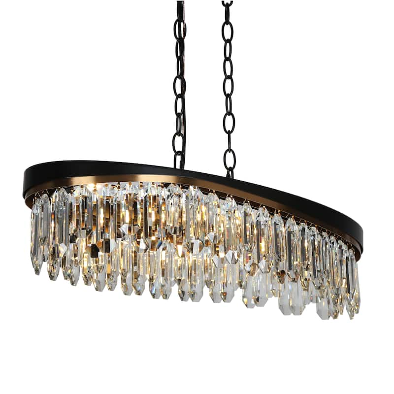 Modern Crystal 6-Light Chandelier Black Gold Kitchen Island Lights