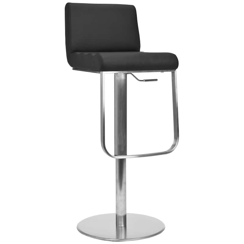 SAFAVIEH Trudy Black Leather Adjustable 24-33-inch Swivel Modern Bar Stool - 19.3" x 16.5" x 32.7" - 19Wx17Dx33H