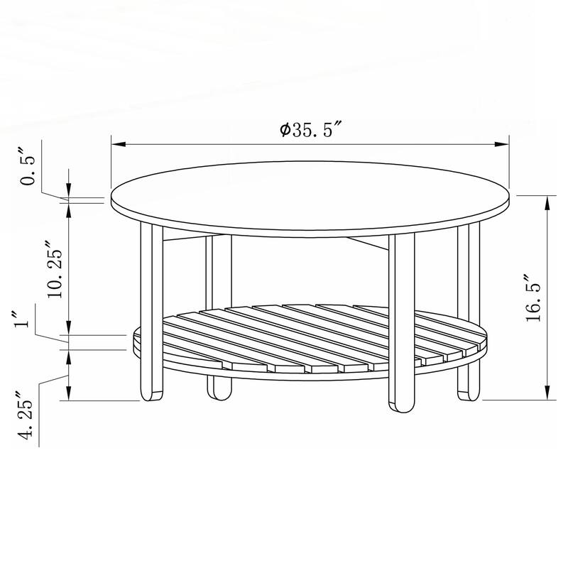 Natural 1-shelf Round Engineered Wood Coffee Table