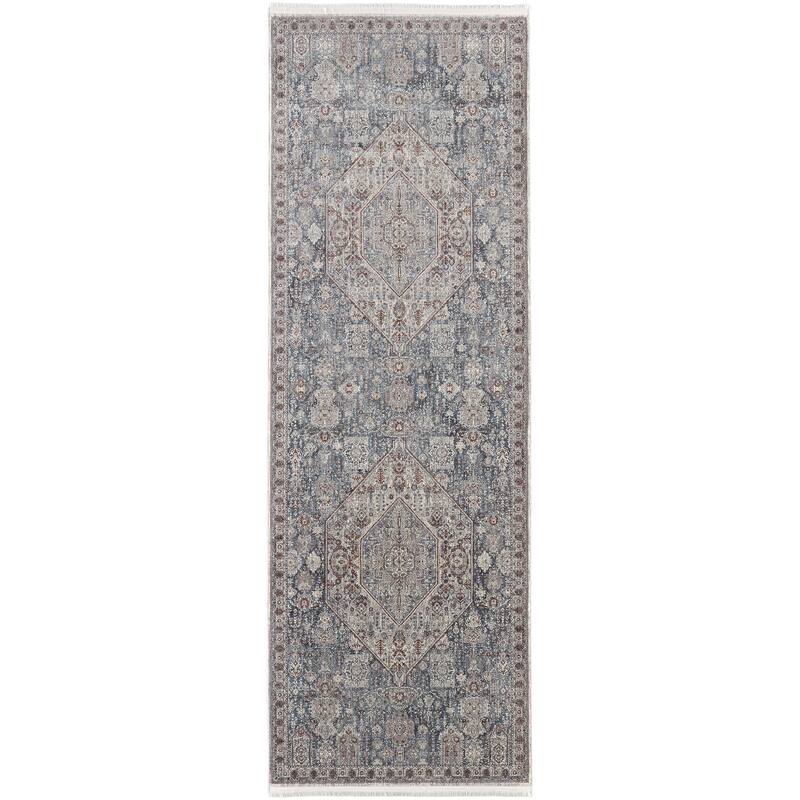 Wemam Power Loomed Floral Stain Resistant Low Pile with Fringe Durable Area Rug By HomeRoots - 8' Runner