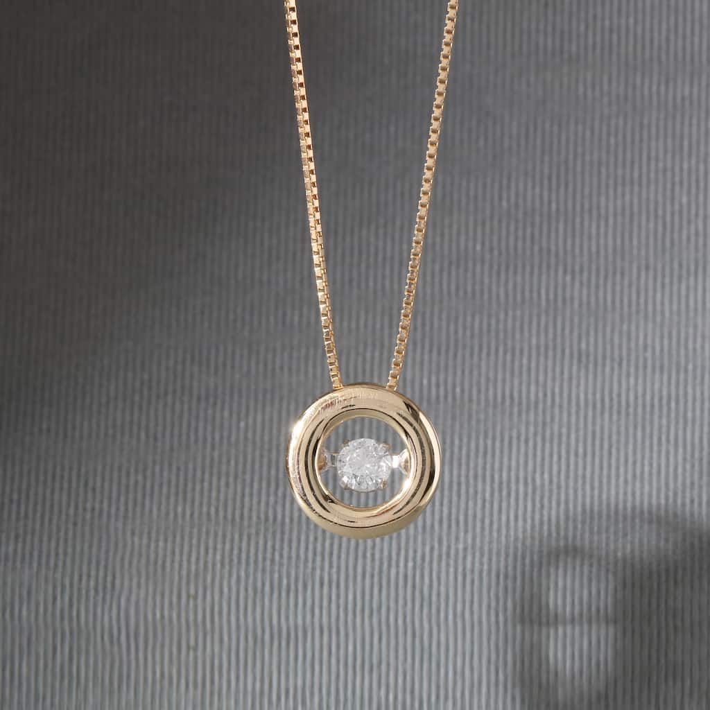 1/10ct TDW Diamond Solitaire Pendant Necklace in 10k Gold for Women