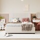 preview thumbnail 2 of 16, Full Size Upholstered Platform Bed With Classic Headboard And 4 Drawers, Linen Fabric