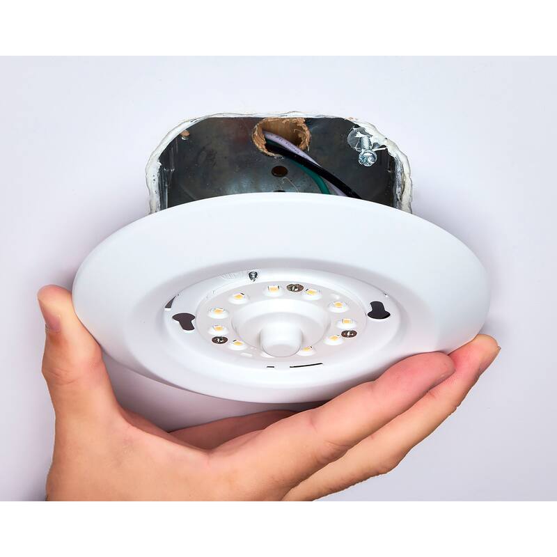 6 Inch LED Flush Mount Fixture Disk Light Round 10 Watt 3000K White Finish 24pk