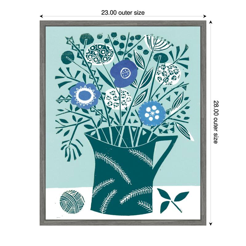 Decorative Flower Pot by Giuliana Lazzerini Framed Canvas Wall Art Print - 23 x 28 in