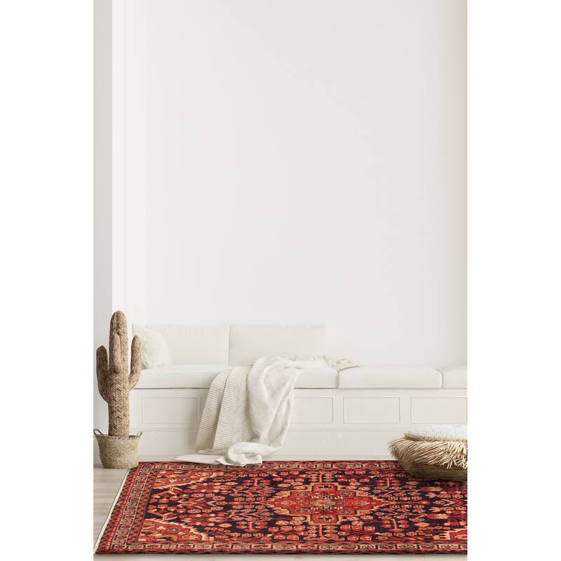 Anadol Navy, Red Rug 4'4" x 6'9" - 4'4 x 6'9