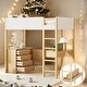 preview thumbnail 1 of 25, Twin Size Loft Bed Wood Bed With Storage Shelf,Drawers and Desk Natural