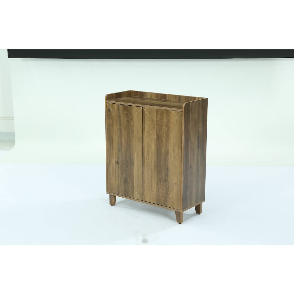 5-Tier Wooden Shoe Cabinet with Doors