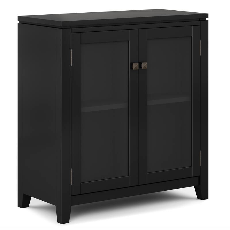 Simpli Home Cosmopolitan Solid Wood 30 inch Storage Cabinet in Black (Set of 2) - 30"W x 14"D x 31"H