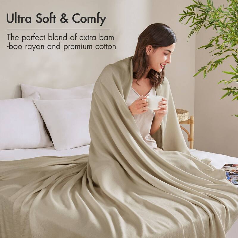 Chelsea Square Rayon from Bamboo Cooling Cotton Lightweight Blanket for Summer Spring