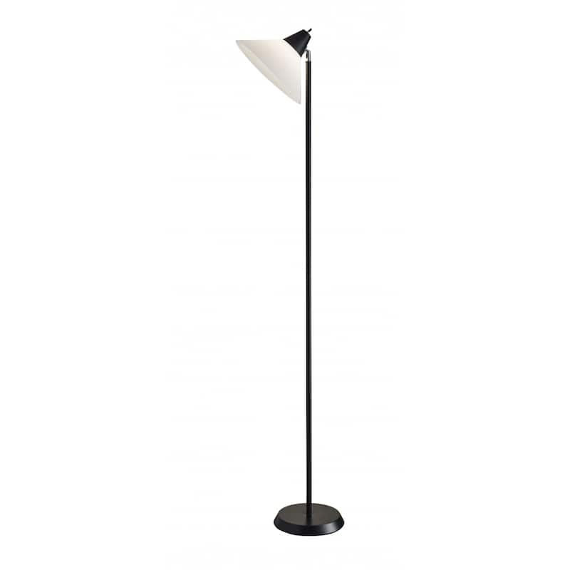 Metal Cone Floor Lamp with White Plastic Shade Rotary Switch - 10” x 12” x 71.5” (D x W x H)