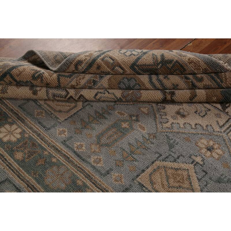 Geometric Khotan Indian Area Rug Hand-Knotted Wool Carpet - 8'10" x 11'10"