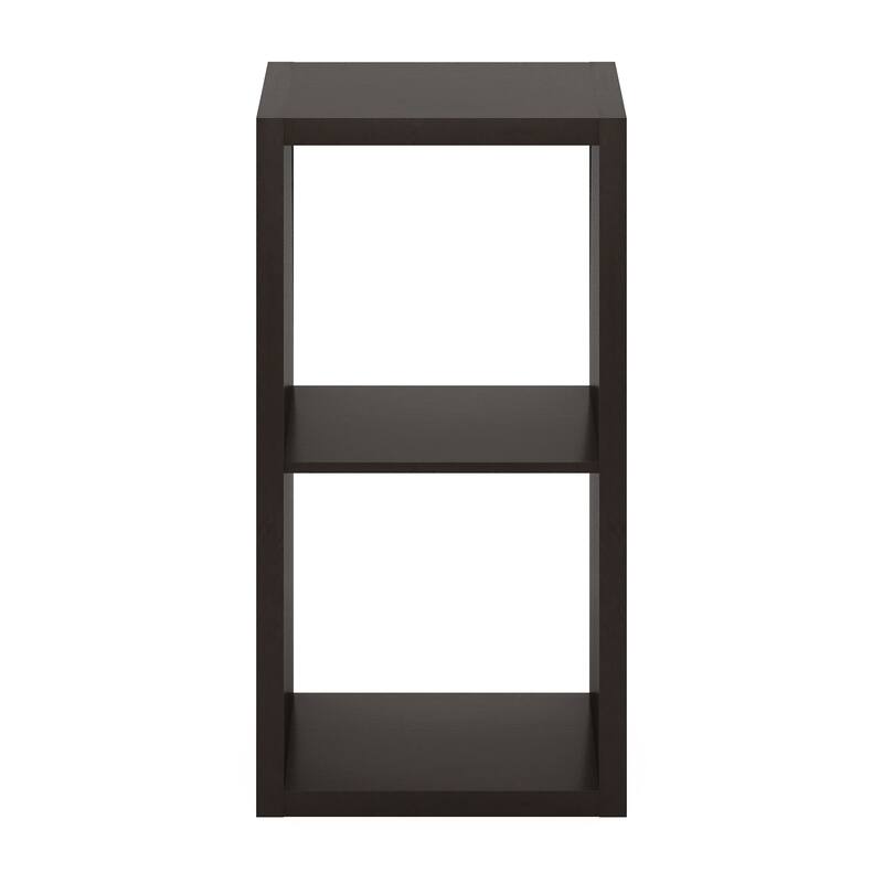 Furinno Cubicle Open Back Decorative Cube Storage Organizer, 2-Cube - Dark Oak