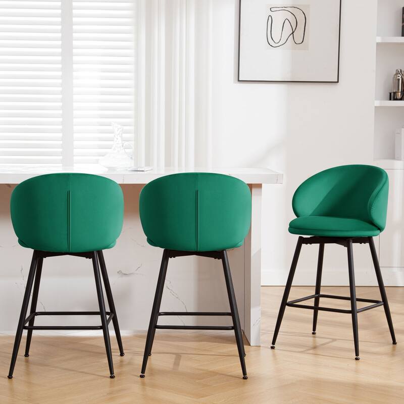 26"/30" Velvet Upholstered Swivel Counter/Bar Stools Set of 2/3