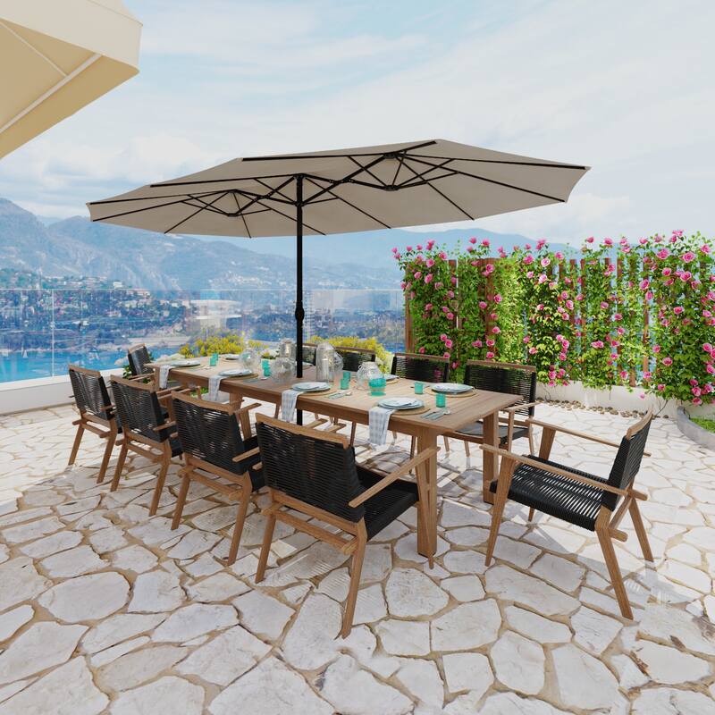 15 - foot Dual - sided Teal Outdoor Umbrella: Durable Polyester Canopy, Sturdy Steel Frame(no base)