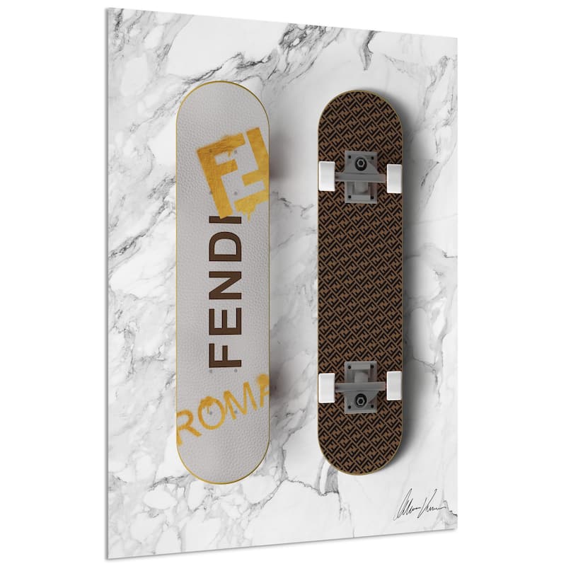 "Style Skate" Frameless Free Floating Tempered Glass Panel Graphic Wall Art Set of 2
