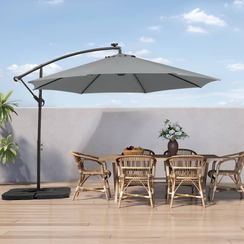 Lucent 10' Cantilever Patio Umbrella with Solar LED Lights