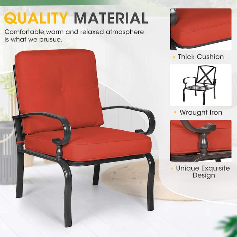 5-Piece Outdoor Patio Conversation Set Glider Loveseat and Rocker with Cushions