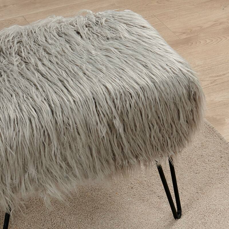 Mongolian Fauxfur Ottoman