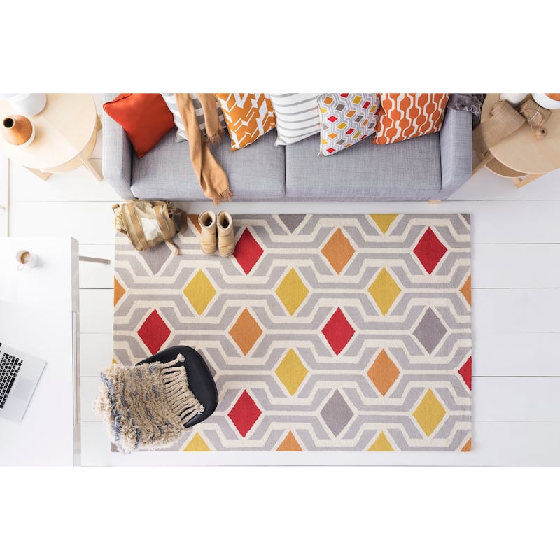 Pass Hand-Tufted Retro Geometric Wool Rug (7'6 x 9'6)