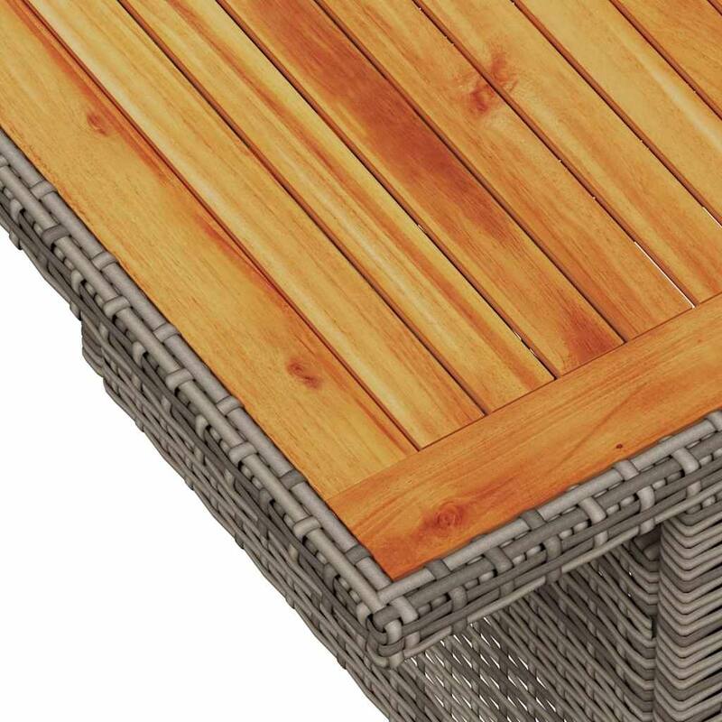 vidaXL Patio Sofa Set with Cushions Modular Sofas 7 Piece Poly Rattan Acacia - 68.1 x 24.4 x 27.2 in