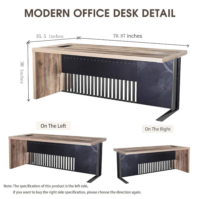 WESOME Modern Executive Office Desk Computer Bussiness Desk with Cable Management