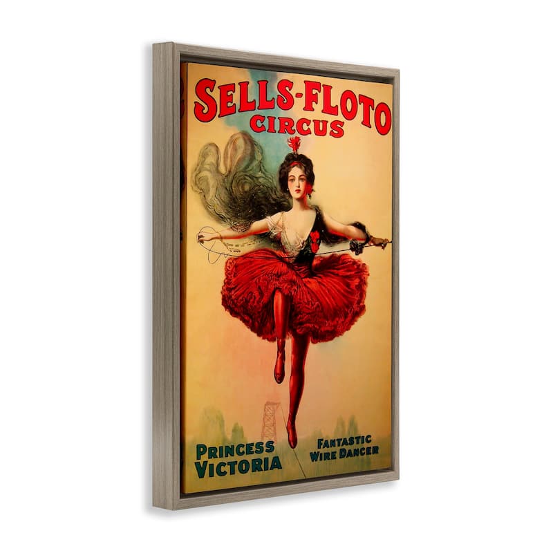 Stupell Sells-Floto Circus Vintage Poster Framed Floater Canvas Wall Art Design By Marcus Jules