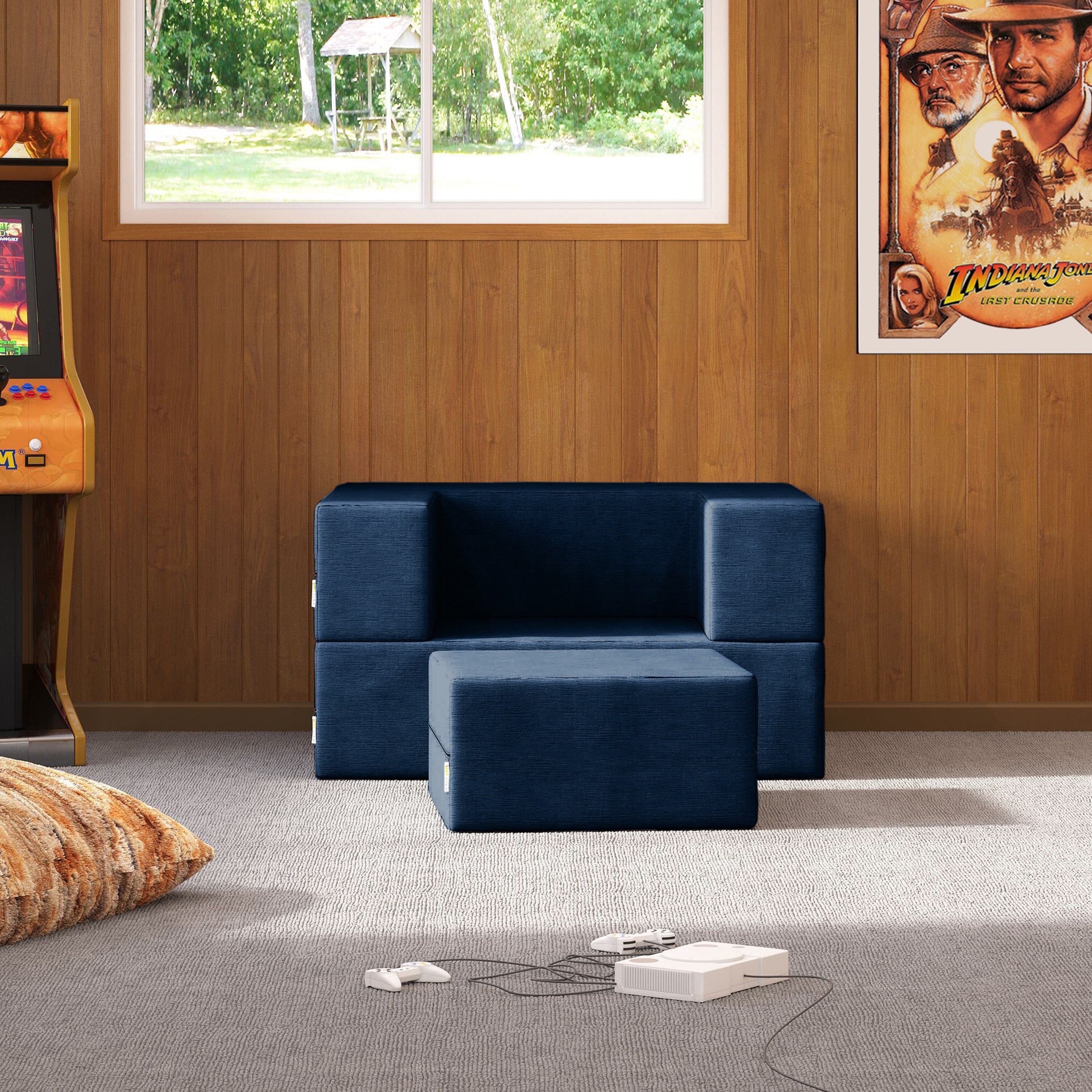 Jaxx Zipline Convertible Sleeper Chair, & Ottoman/ Twin-size Bed
