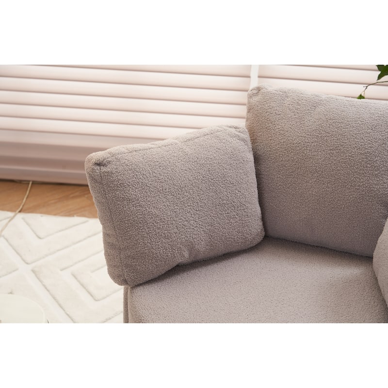 Light Gray Modern 31.5" Upholstered Swivel Barrel Chair with Storage and Back Cushion