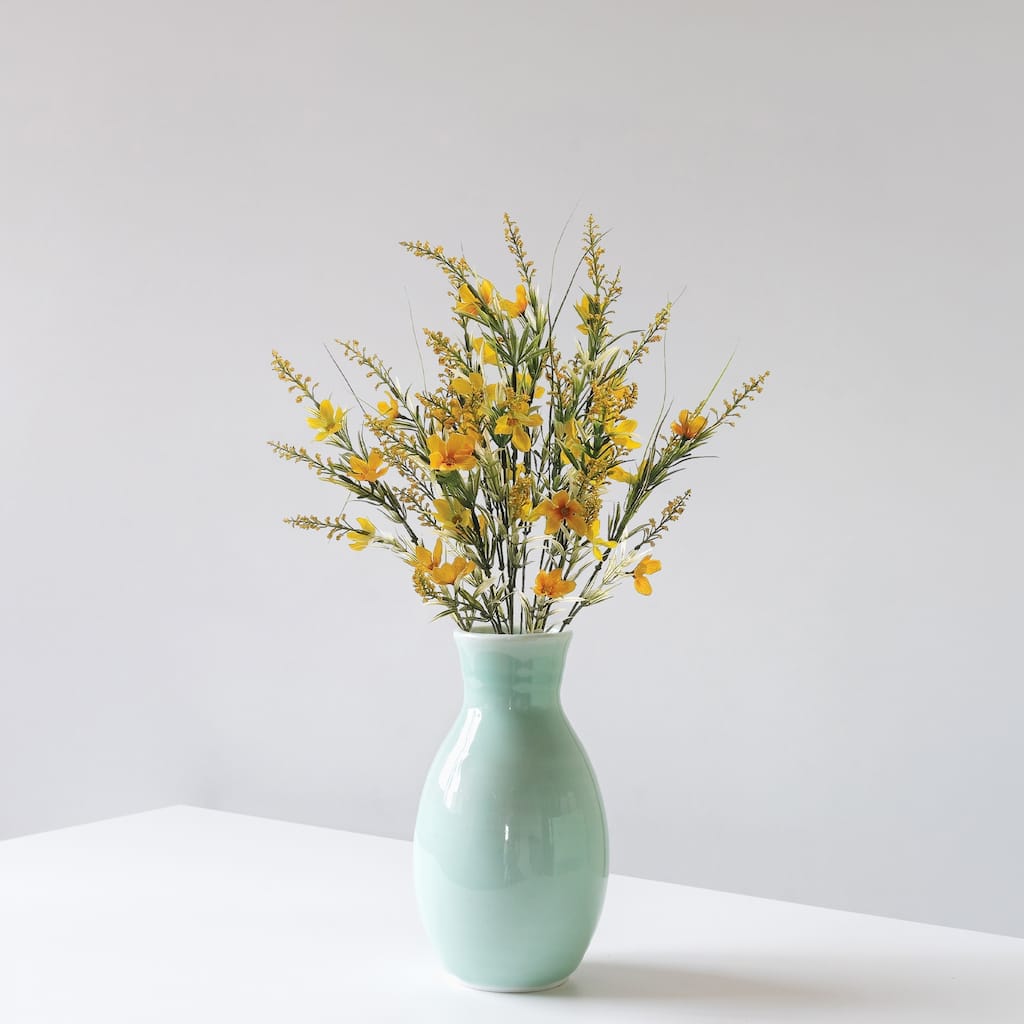 Cosmos and Astilbe Artificial Floral Spray - 22" - Yellow