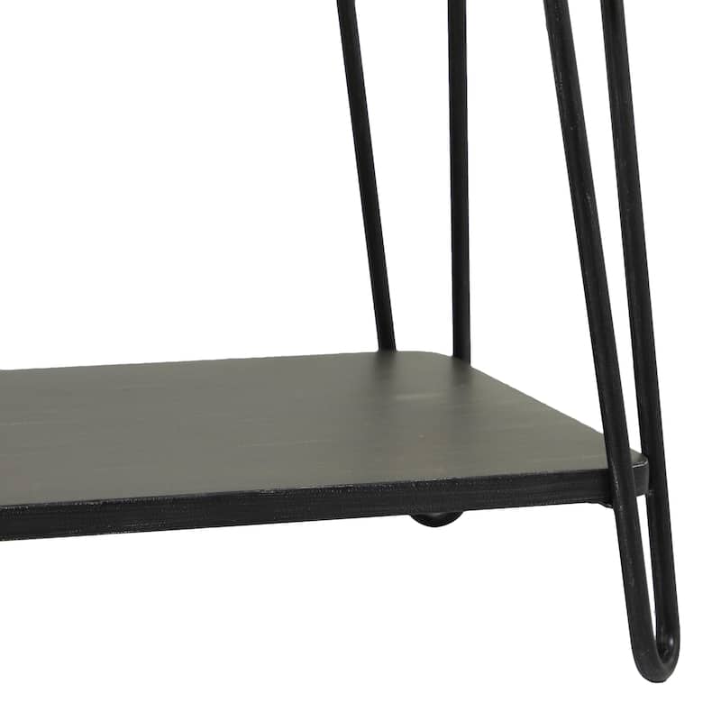 Metal Single Shelf Home Bench with White Upholstered Seat - Black - Roche River Decor