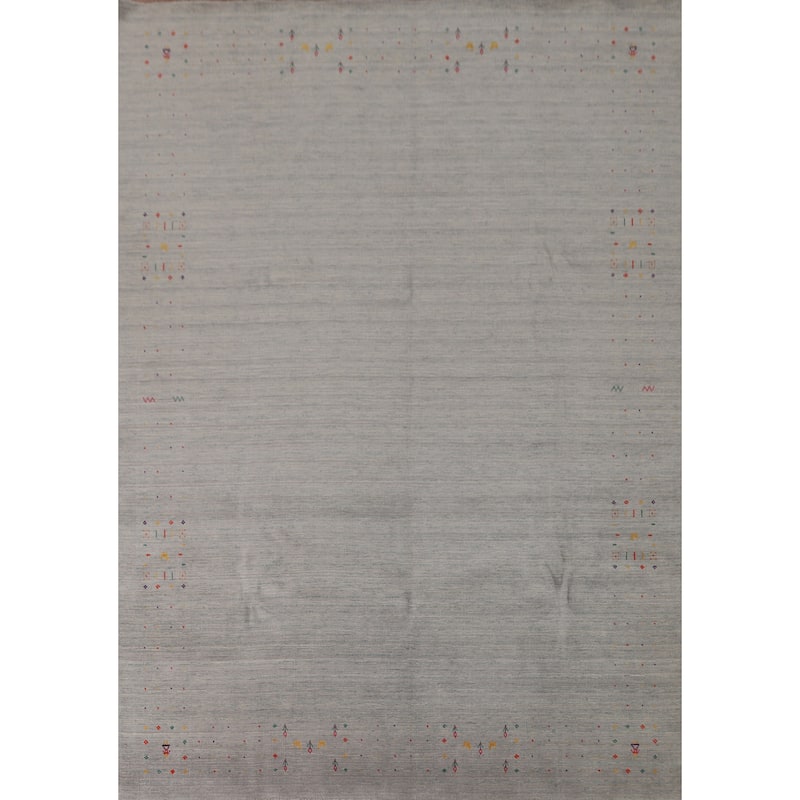 Striped Gabbeh Indian Area Rug Wool Carpet - 8'9" x 11'7"