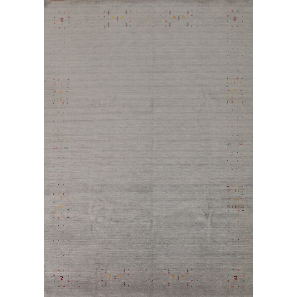 Striped Gabbeh Indian Area Rug Wool Carpet - 8'9" x 11'7"