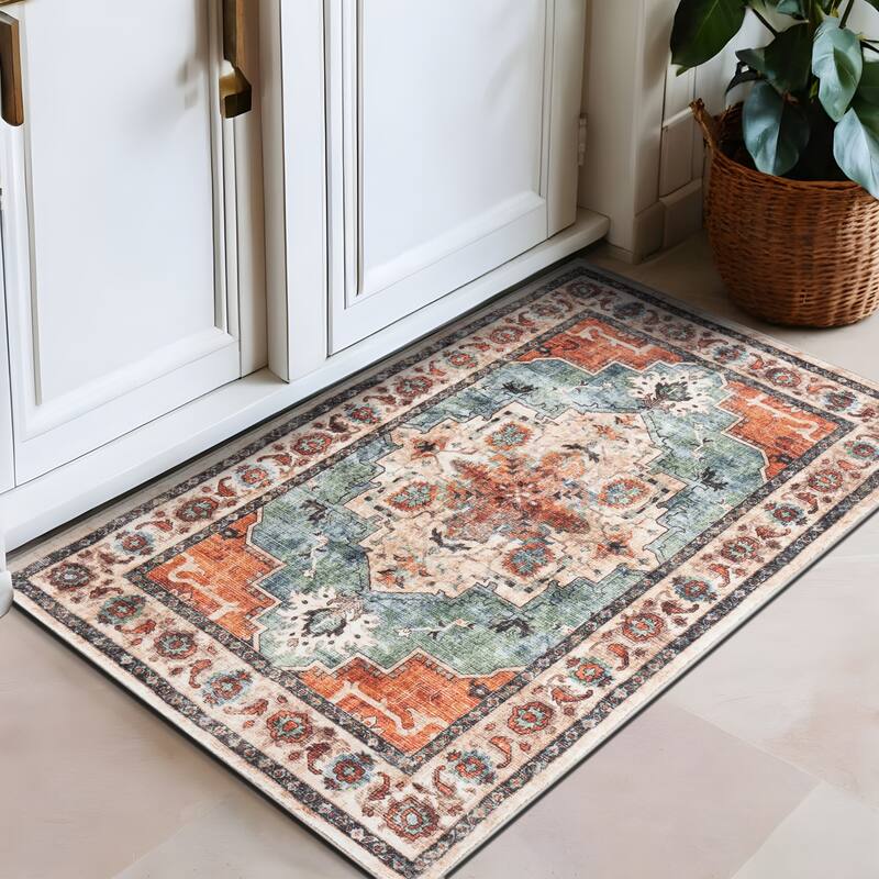 World Rug Gallery Transitional Medallion Washable Non Slip Area Rug - 2'x3'